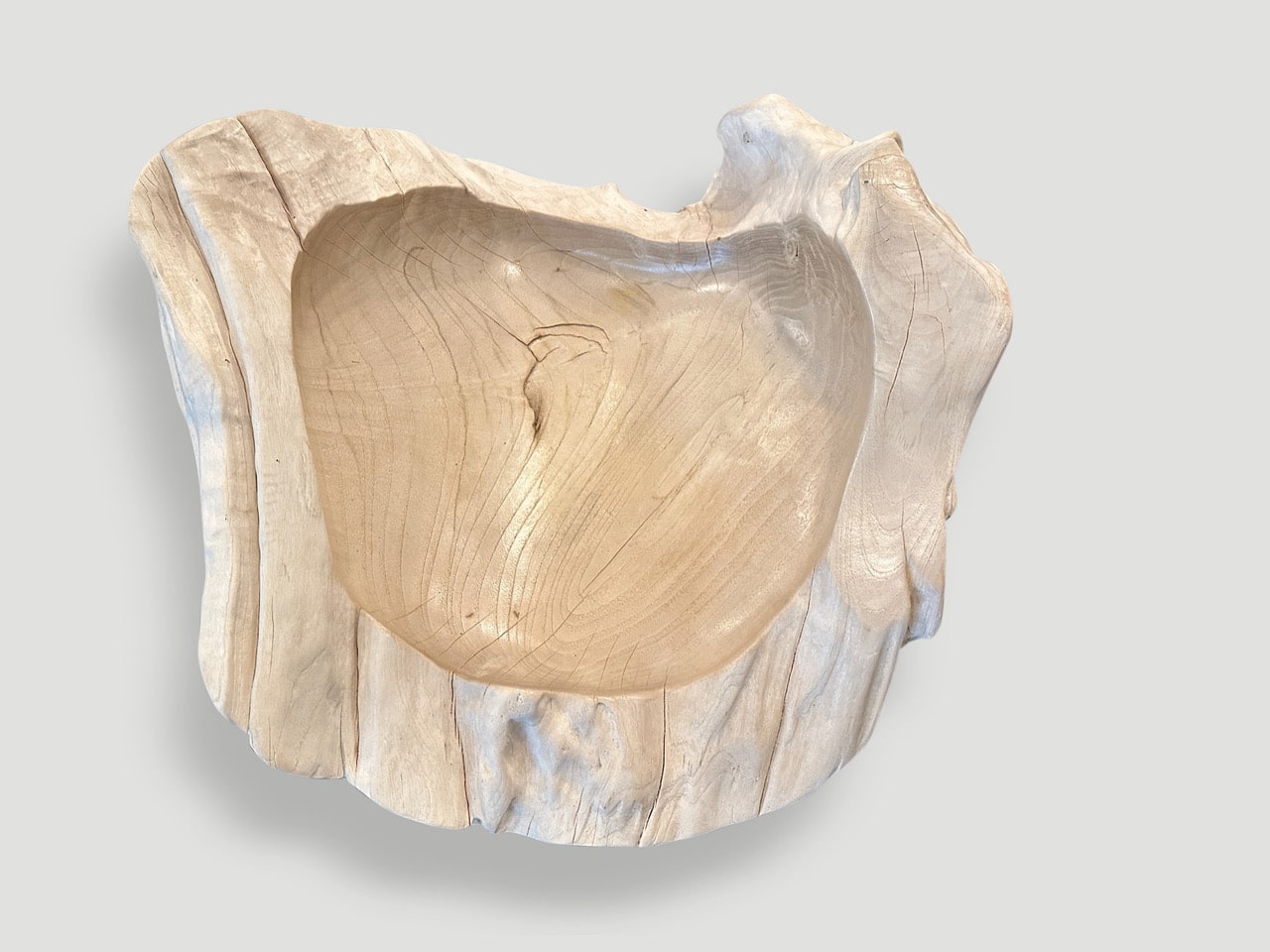 bleached teak wood vessel