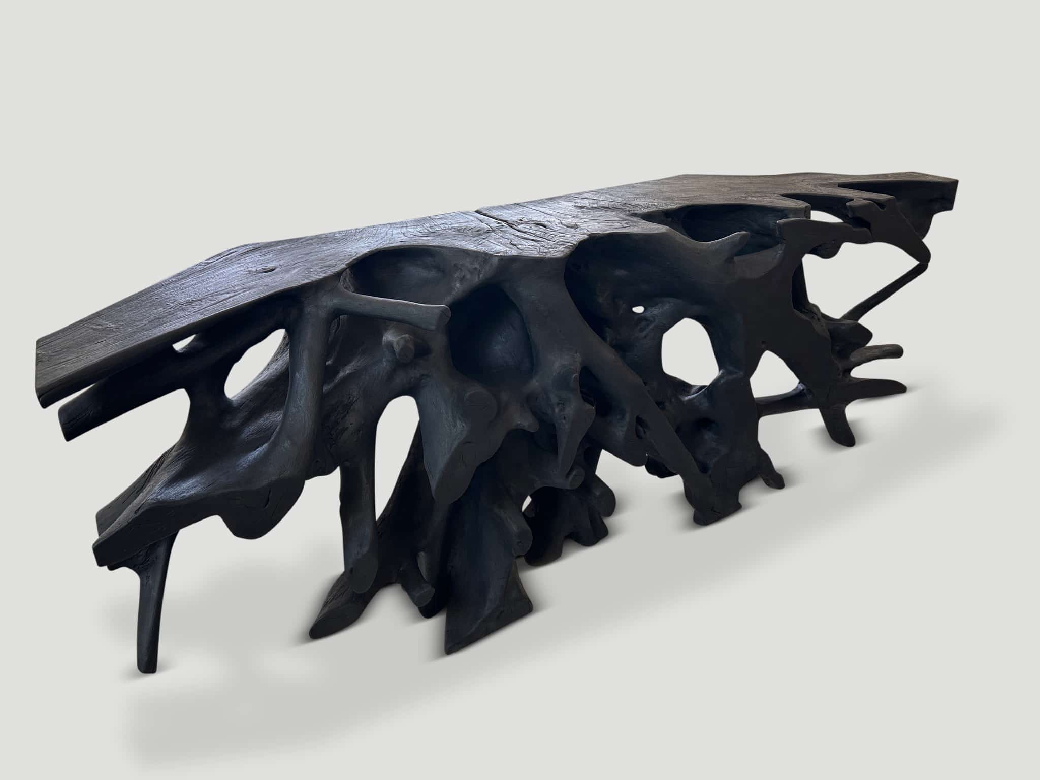 SCULPTURAL CHARRED CONSOLE TABLE