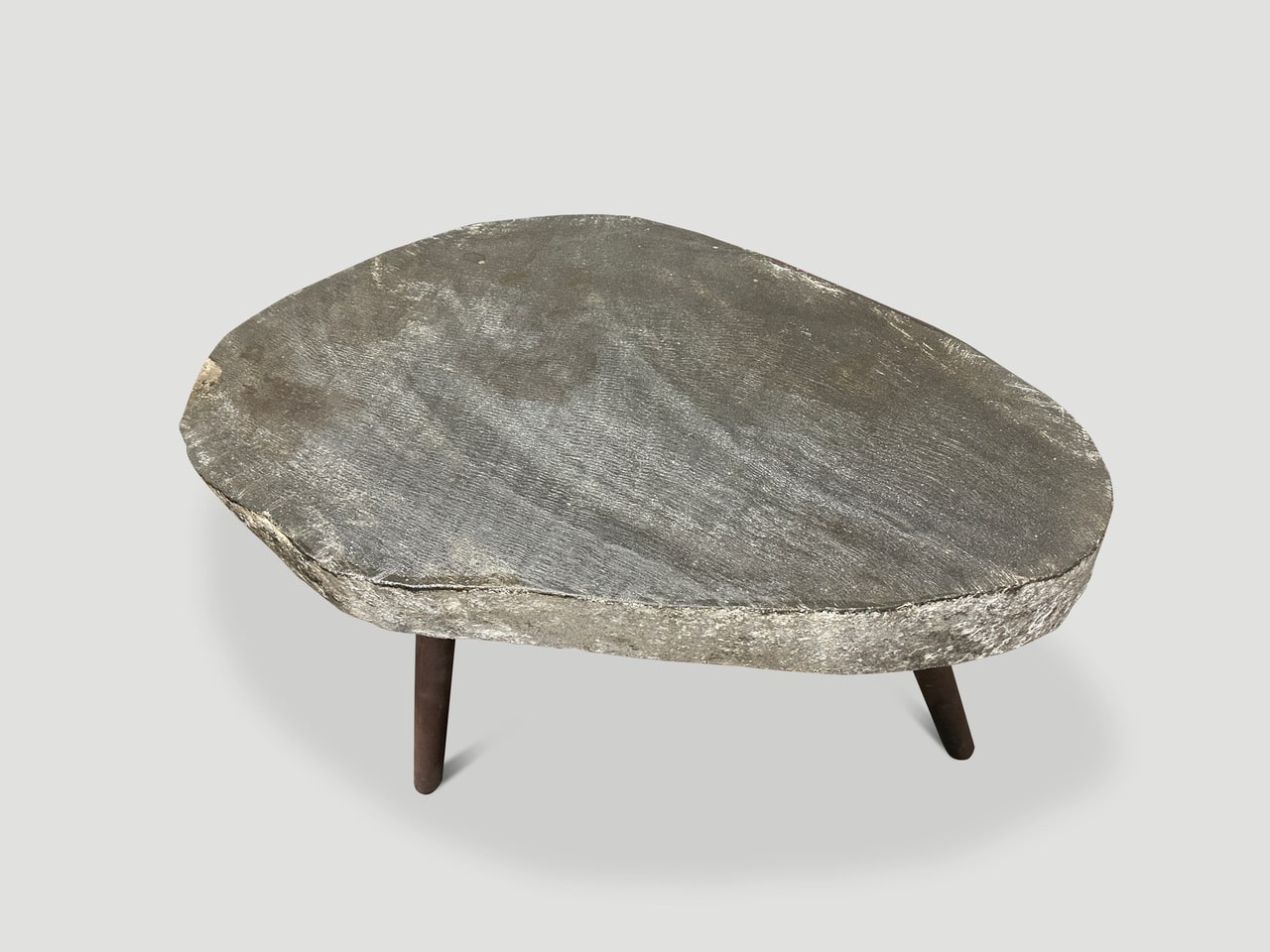 River stone side table