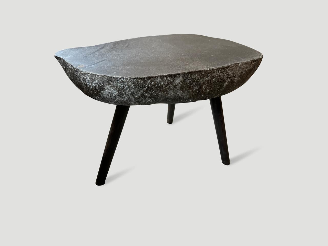 River stone side table