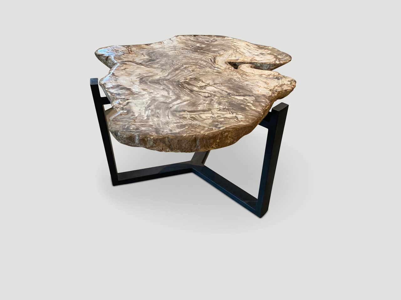 live edge petrified wood side table