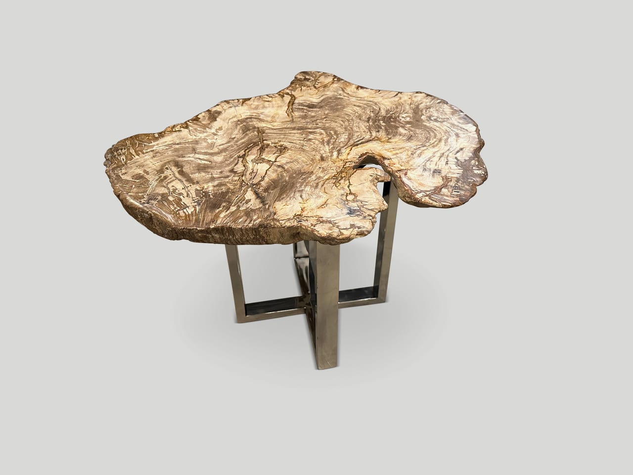 live edge petrified wood side table