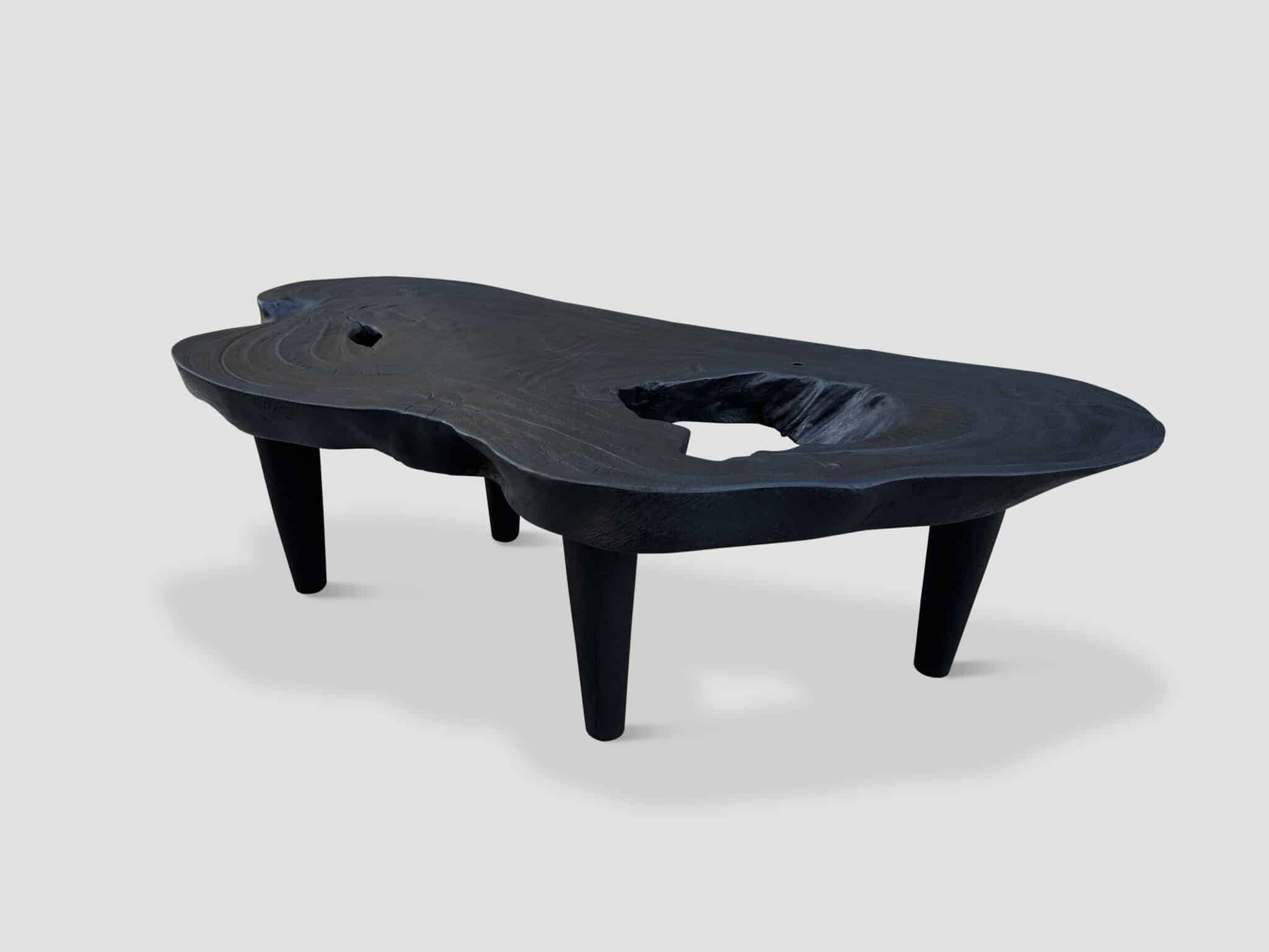 minimalist charred coffee table
