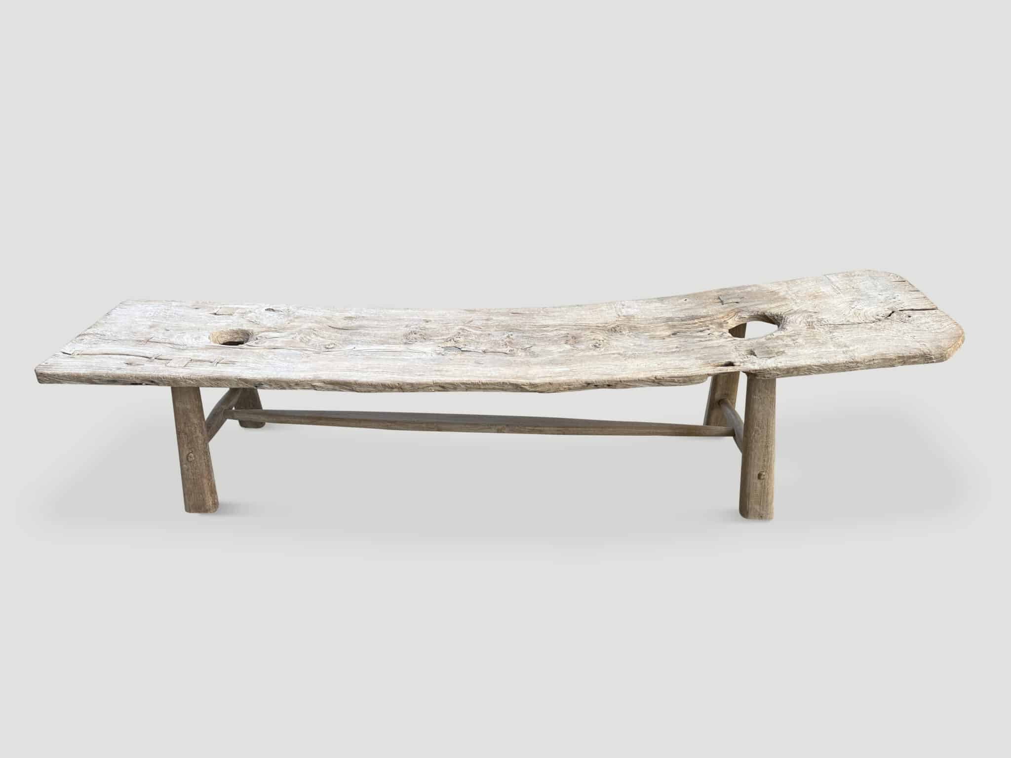 IMPRESSIVE BLEACHED TEAK CHAISE OR BENCH