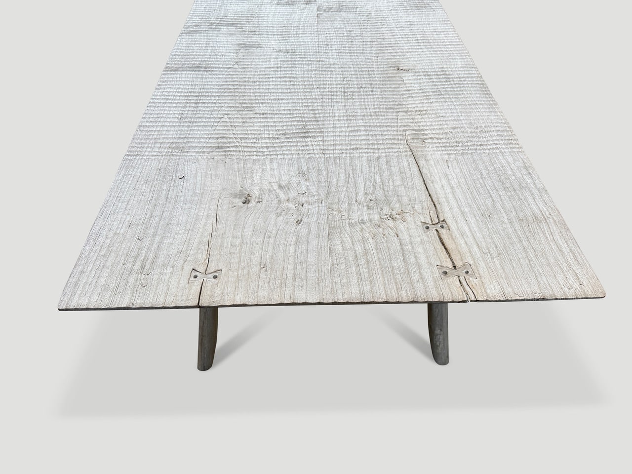 reclaimed bleached teak wood dining table
