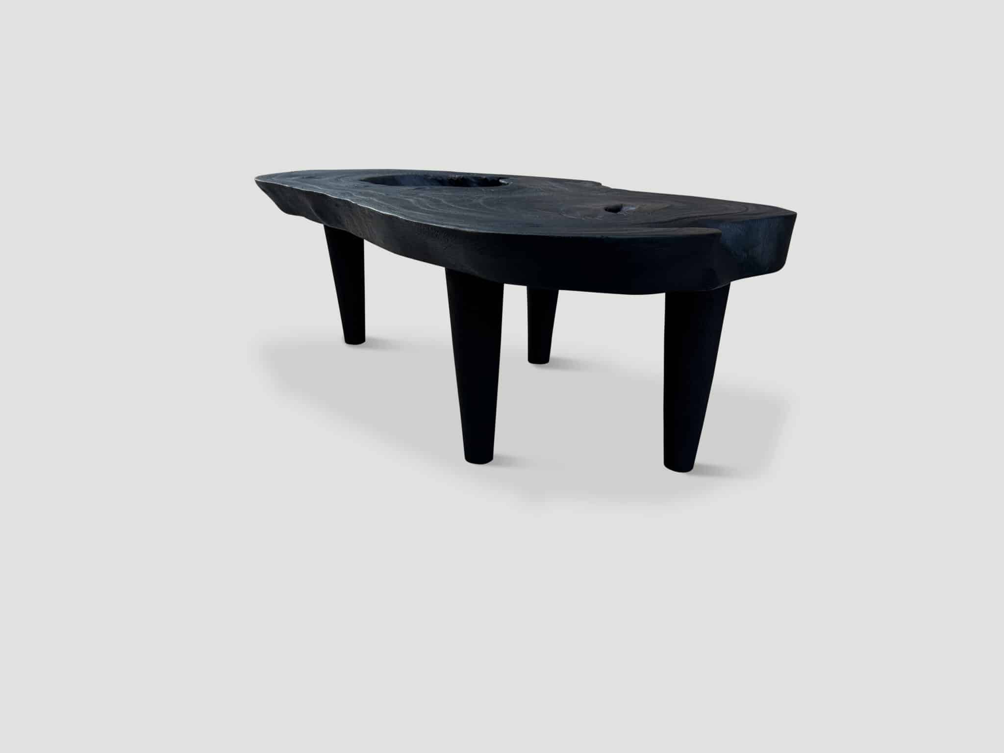 minimalist charred coffee table