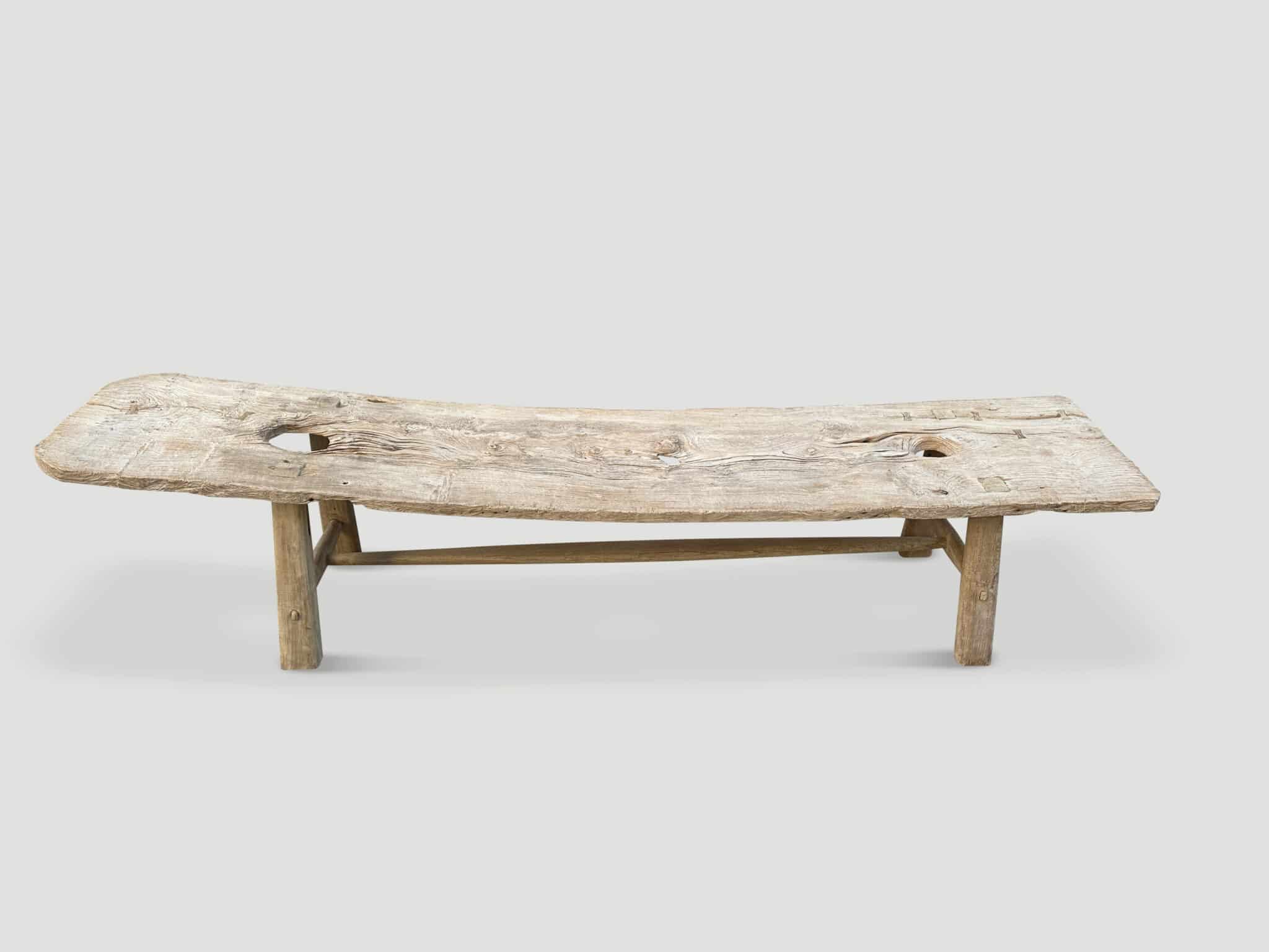 IMPRESSIVE BLEACHED TEAK CHAISE OR BENCH