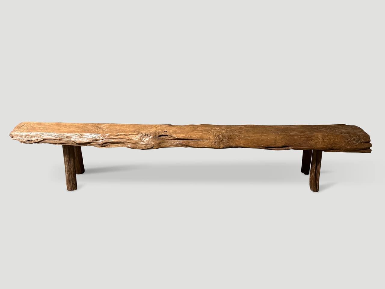 wabi sabi teak wood log bench