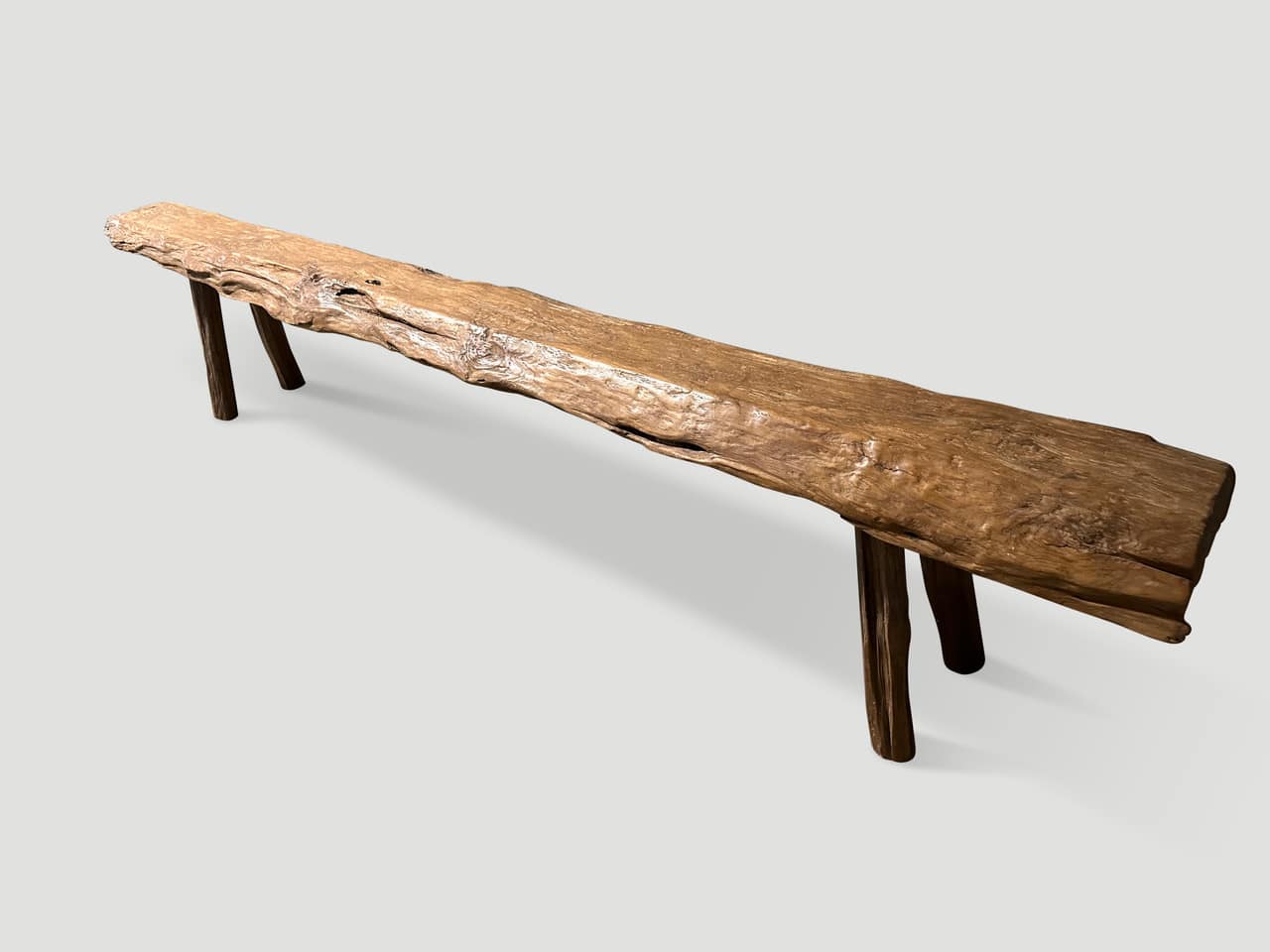 wabi sabi teak wood log bench