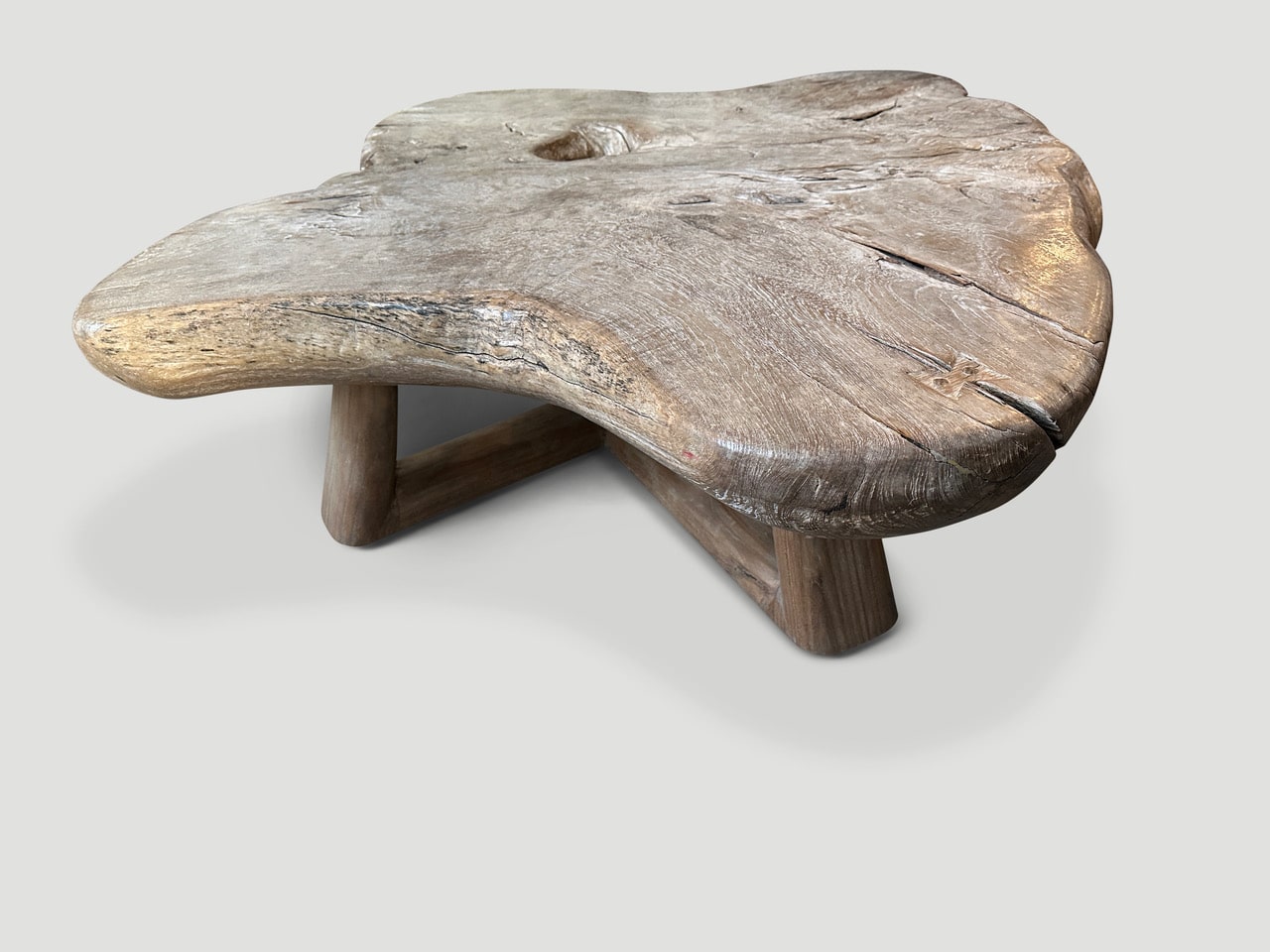 impressive single slab teak wood coffee table