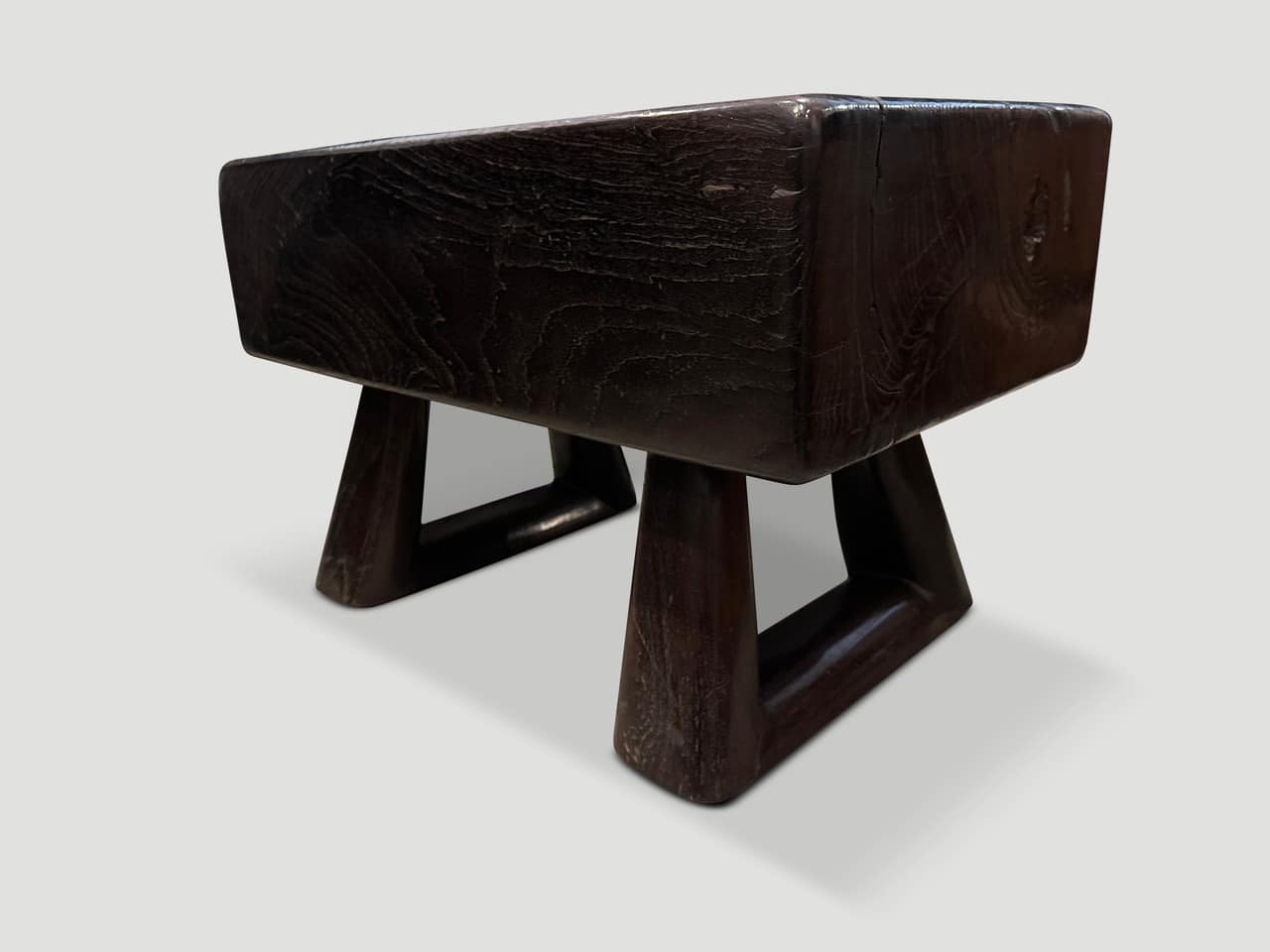 teak wood log side table or bench