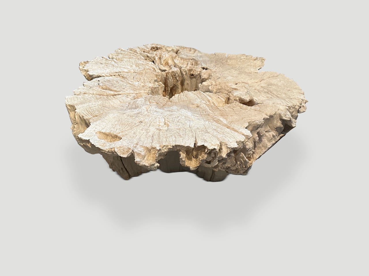erosion bleached teak wood coffee table