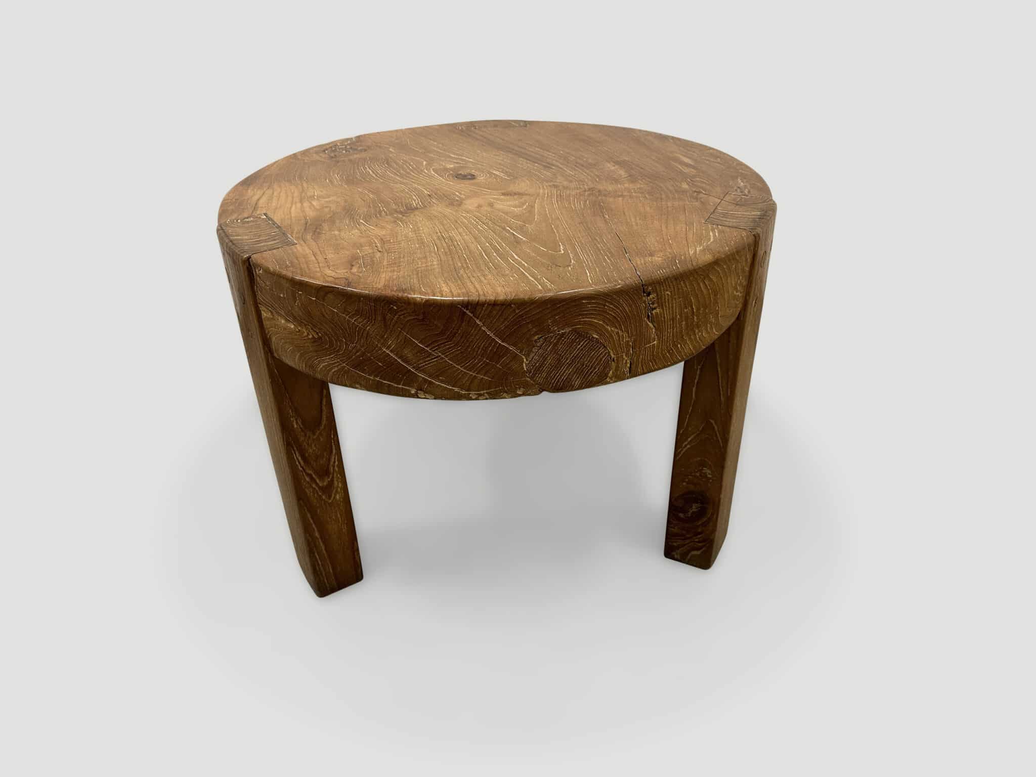 teak wood round side table