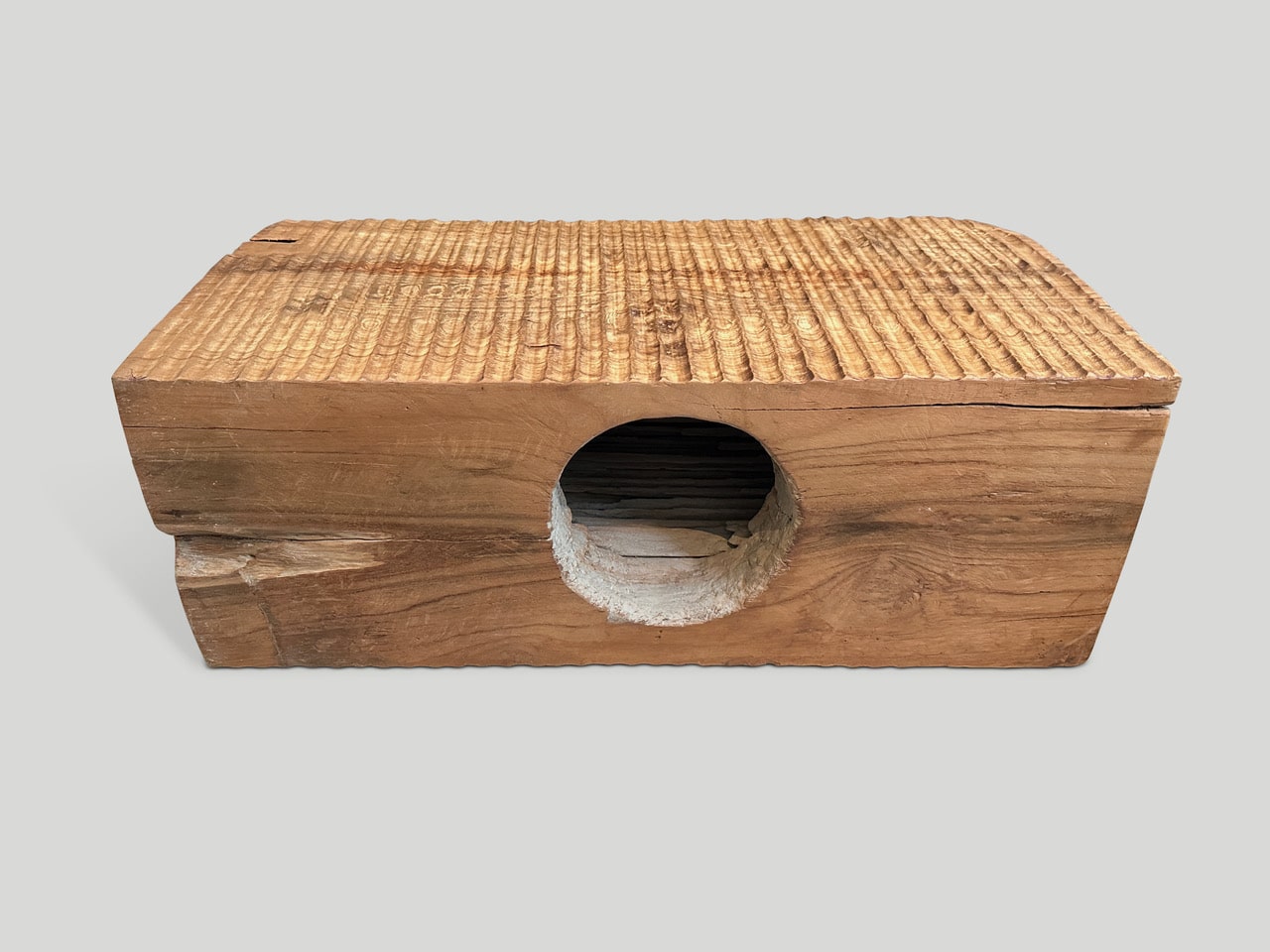 hand carved teak wood bench or pedestal