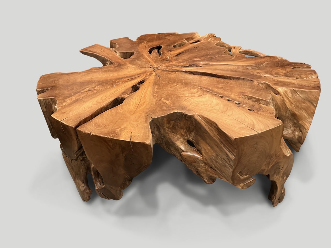 organic teak wood round coffee table