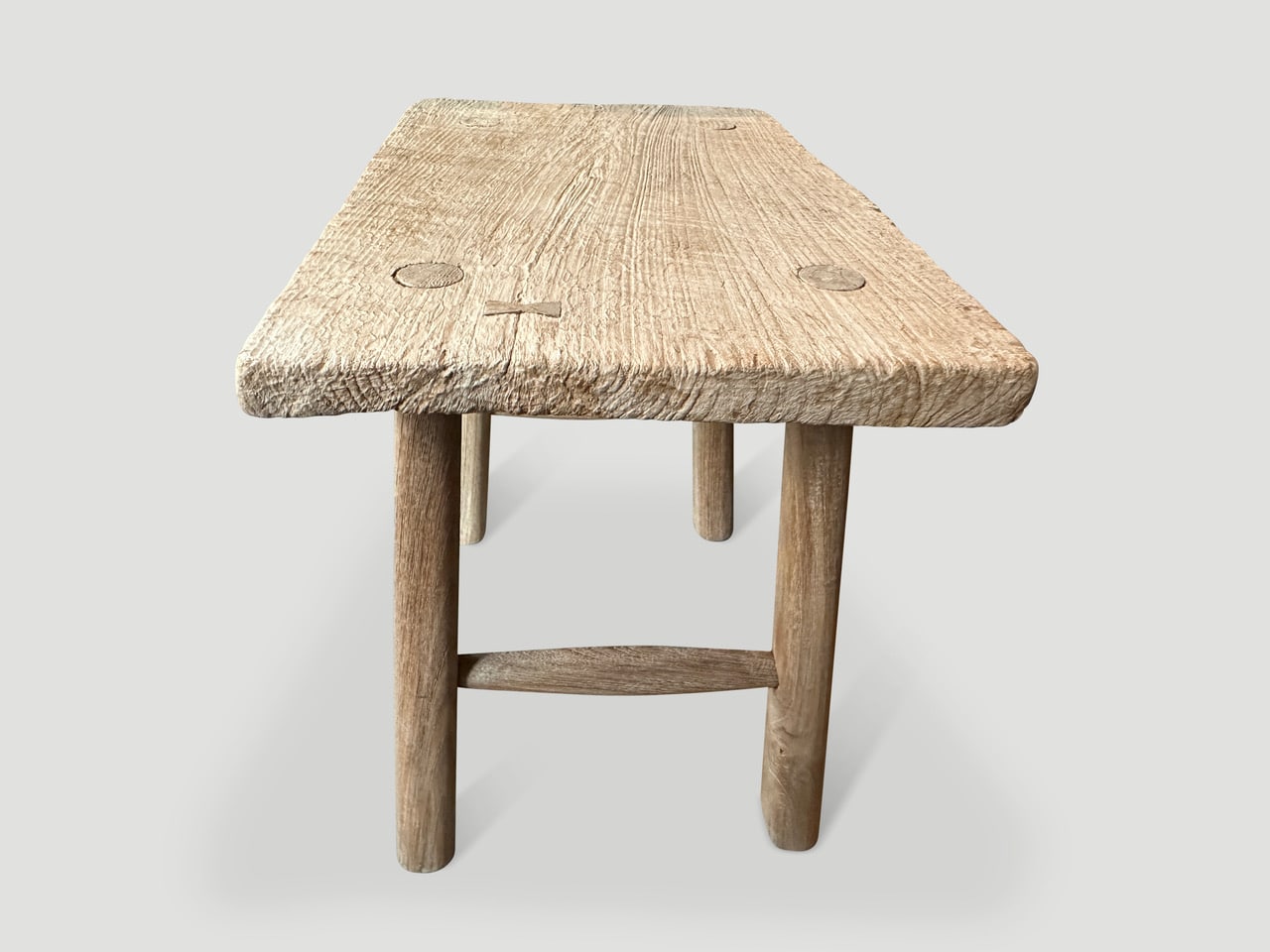 bleached teak wood stool or side table