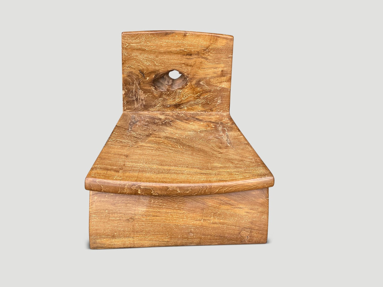 century old teak wood sculptural spa chair