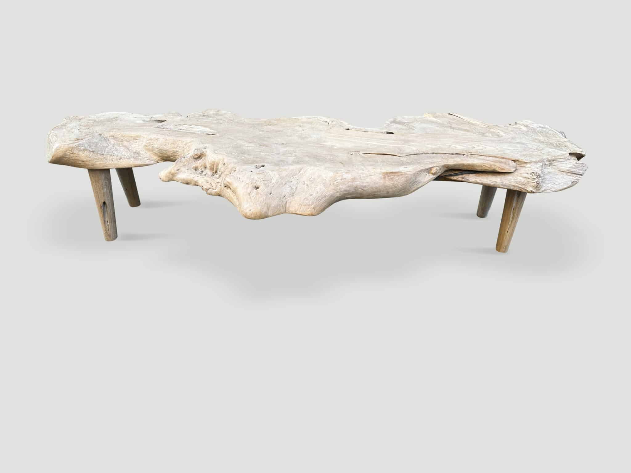 organic bleached teak wood coffee table