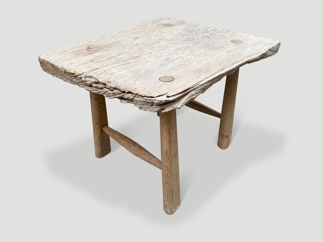 bleached teak wood side table or stool