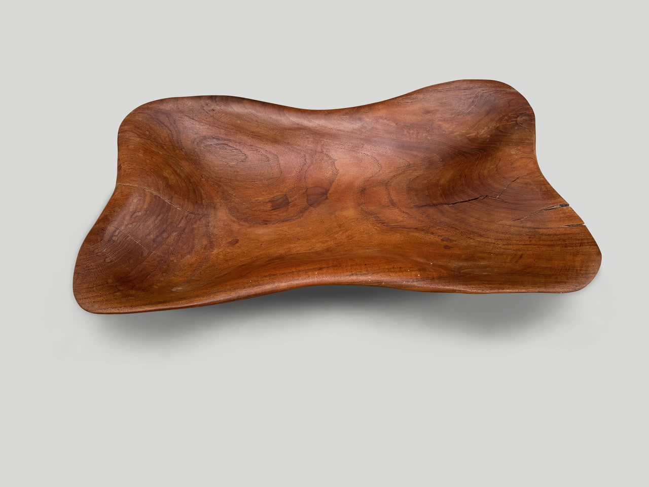 minimalist teak wood sculptural bowl
