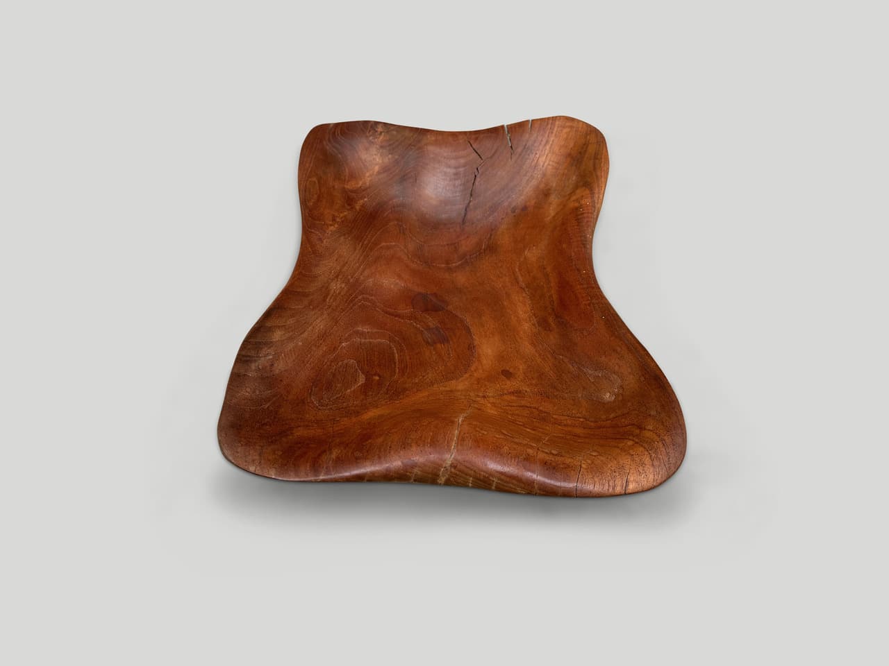 minimalist teak wood sculptural bowl