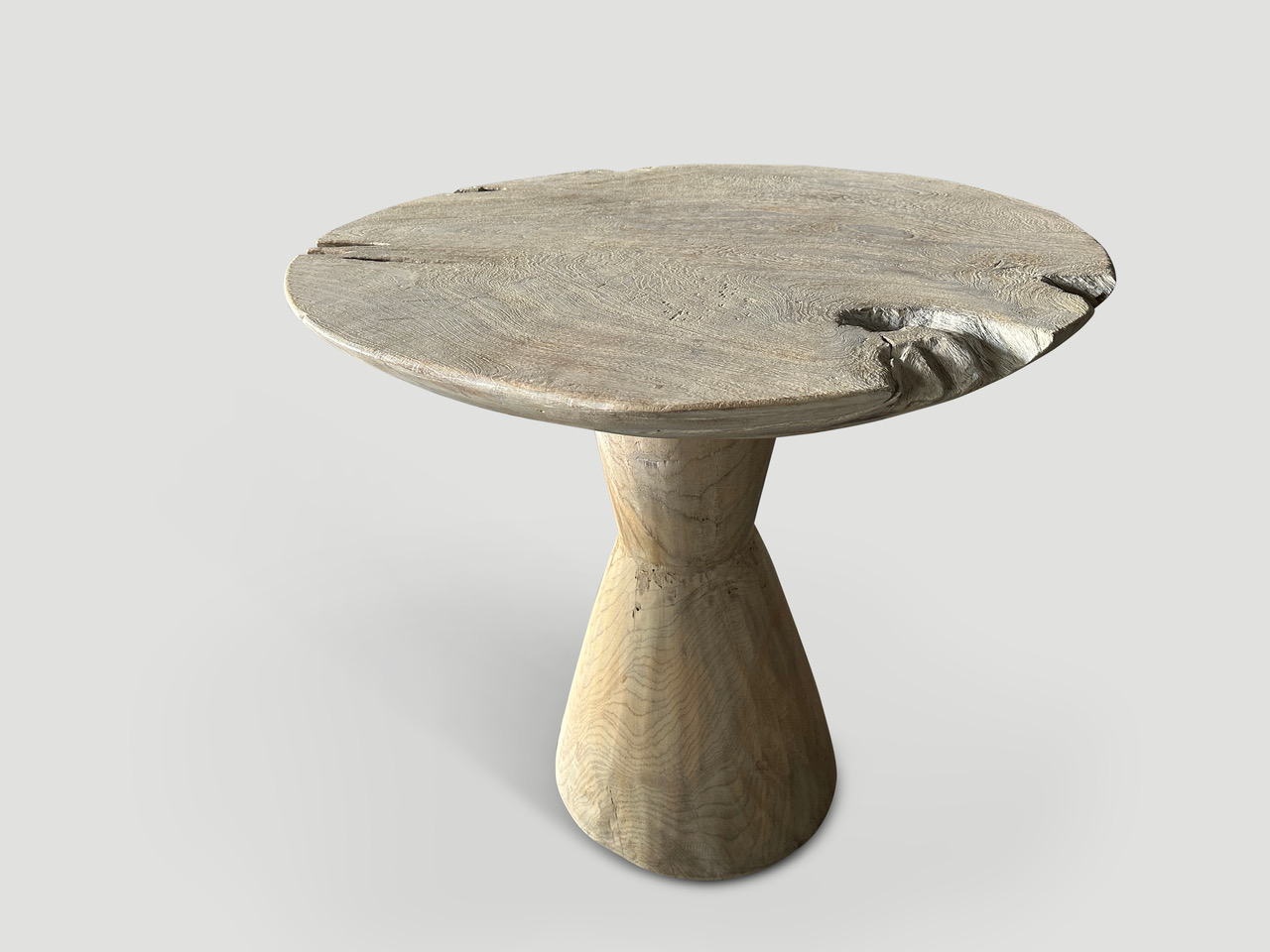 organic round bleached teak coffee table