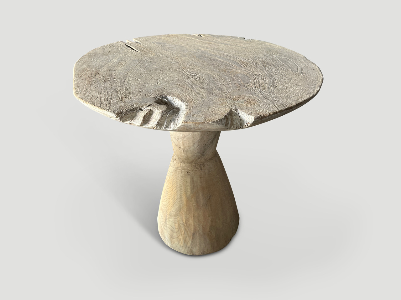 organic round bleached teak coffee table