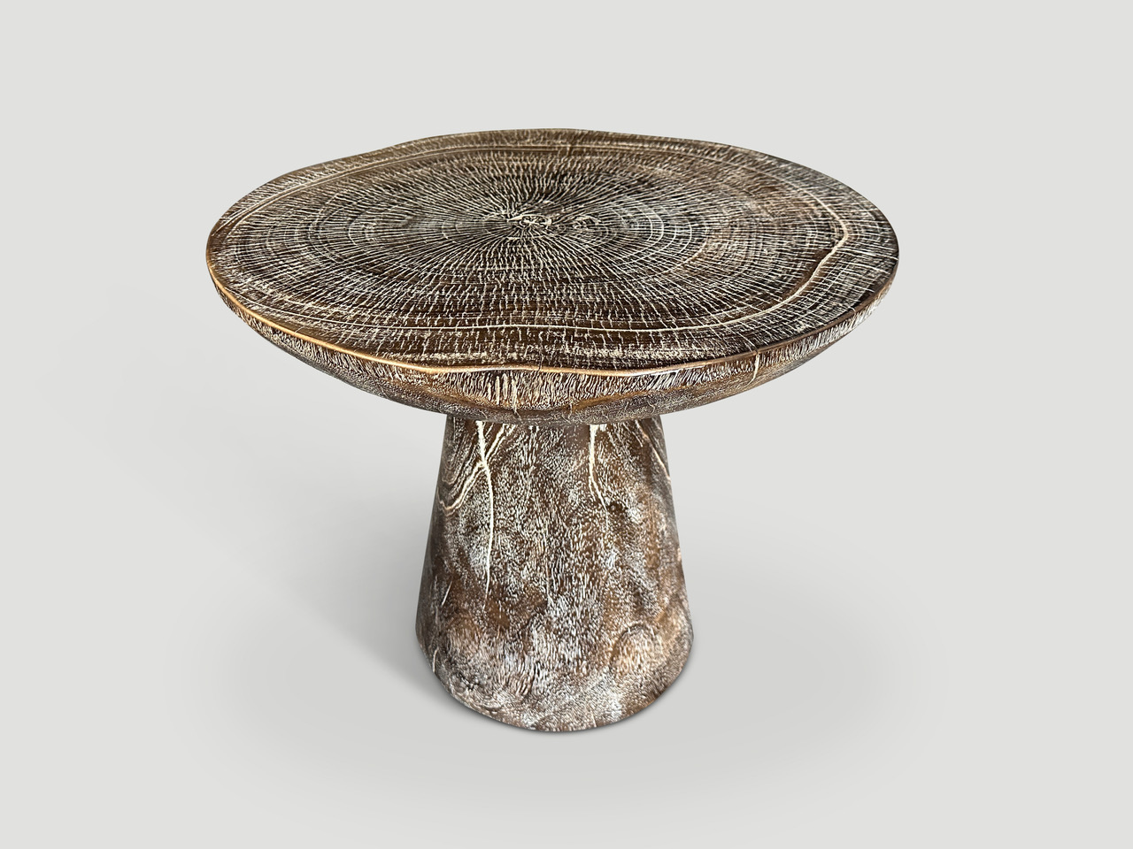 round single charred side table