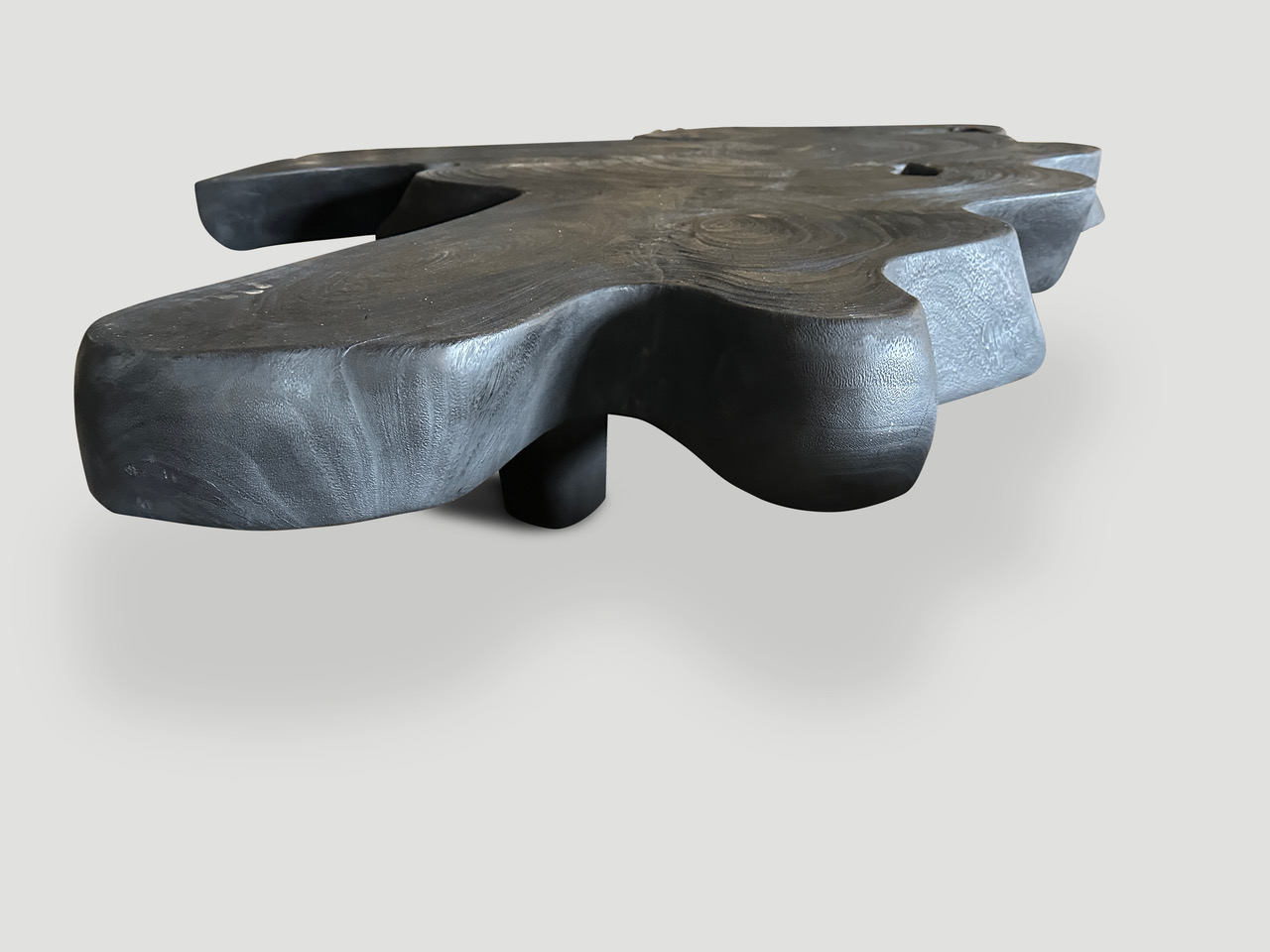 amorphous charred teak wood coffee table