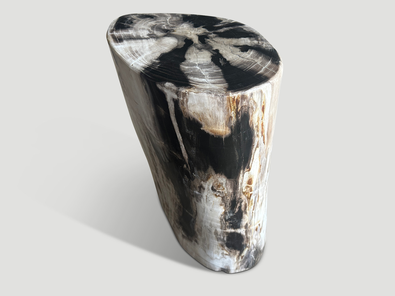 high quality super smooth, tall petrified wood side table or pedestal