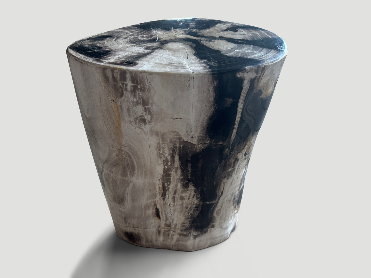 high quality super smooth, tall petrified wood side table or pedestal