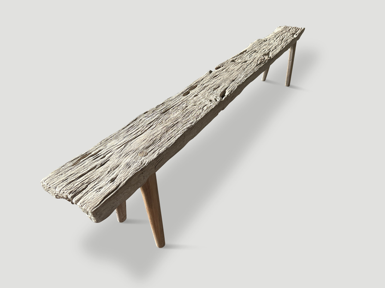 st Barts long teak wood bench