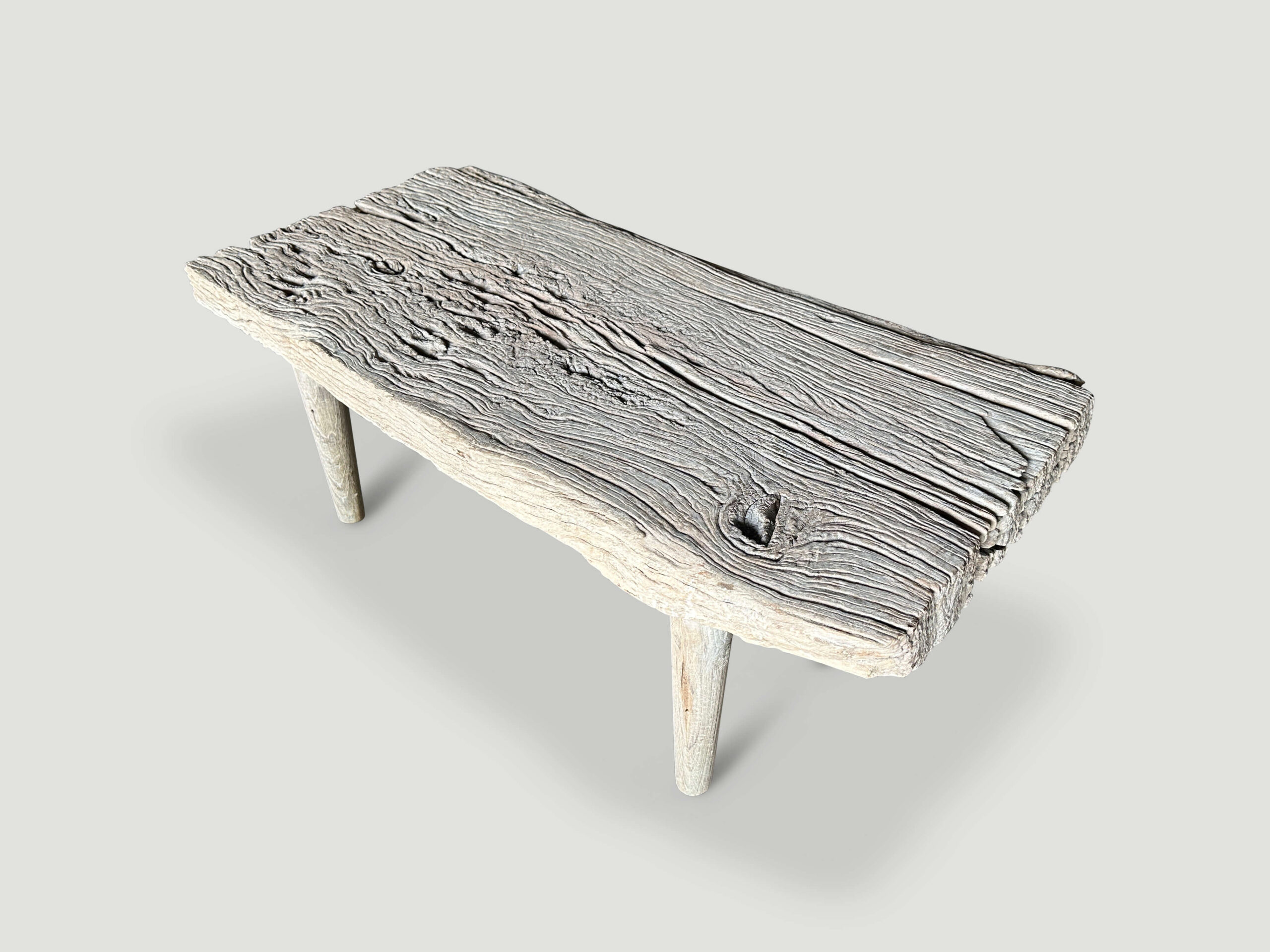 bleached teak wood bench