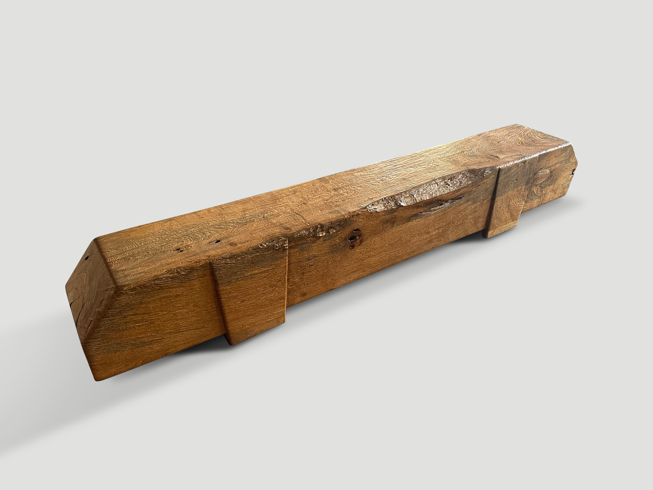 reclaimed ancient teak log bench