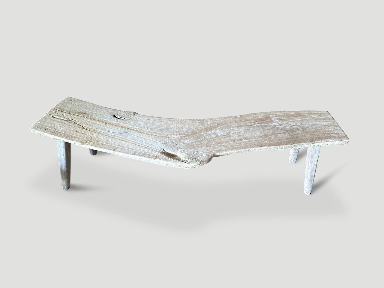 bleached teak wood bench