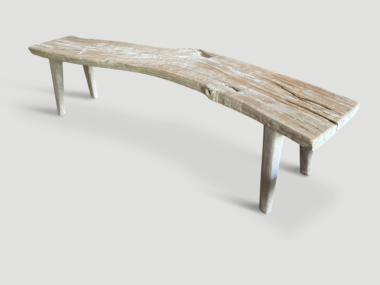 bleached teak wood bench