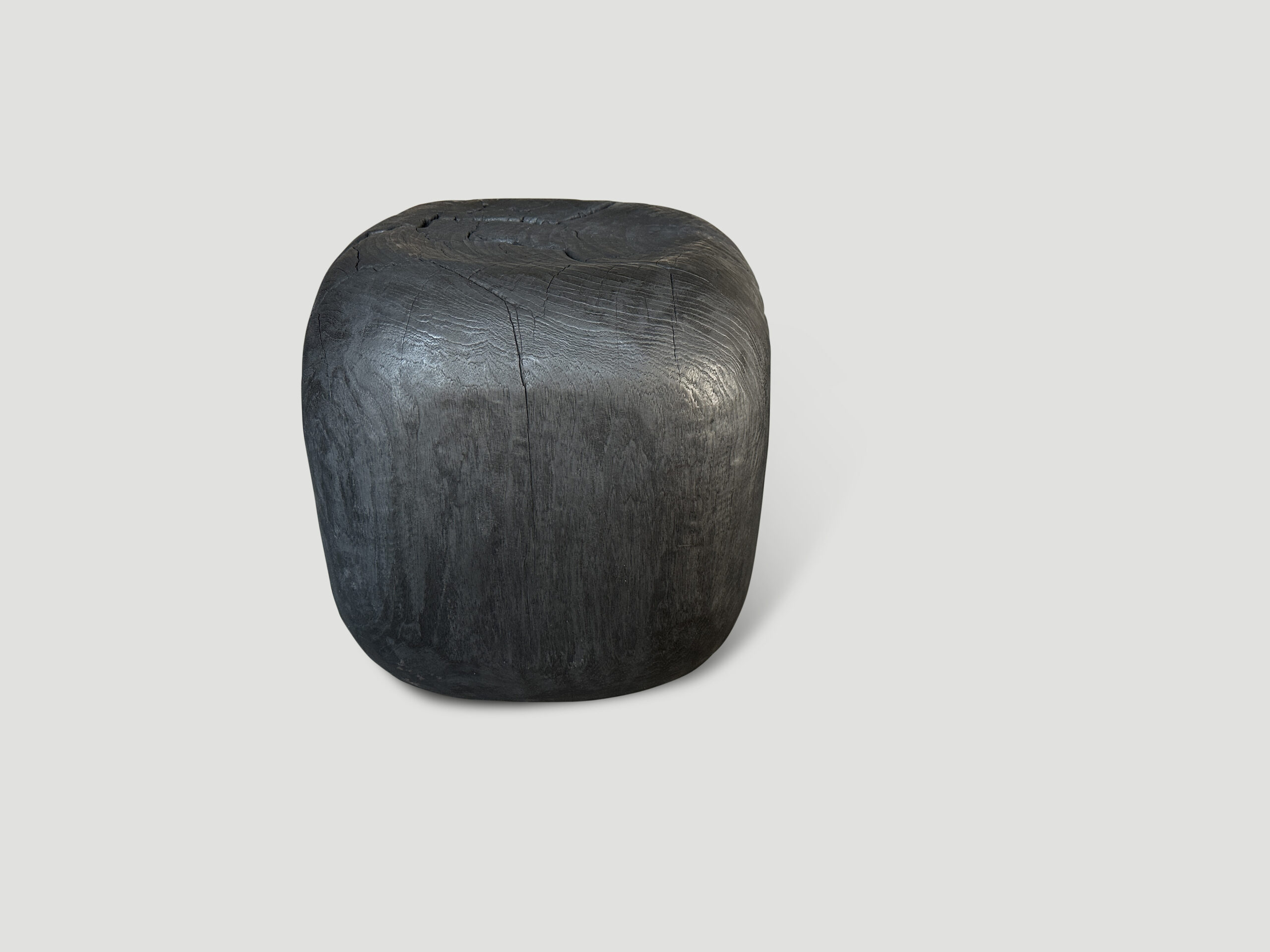 charred minimalist suar wood side table or stool
