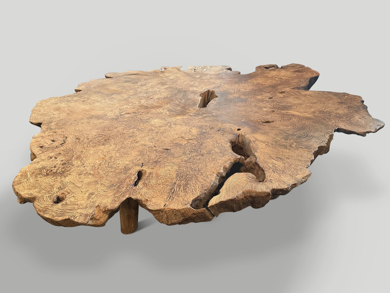 BURL TEAK COFFEE TABLE