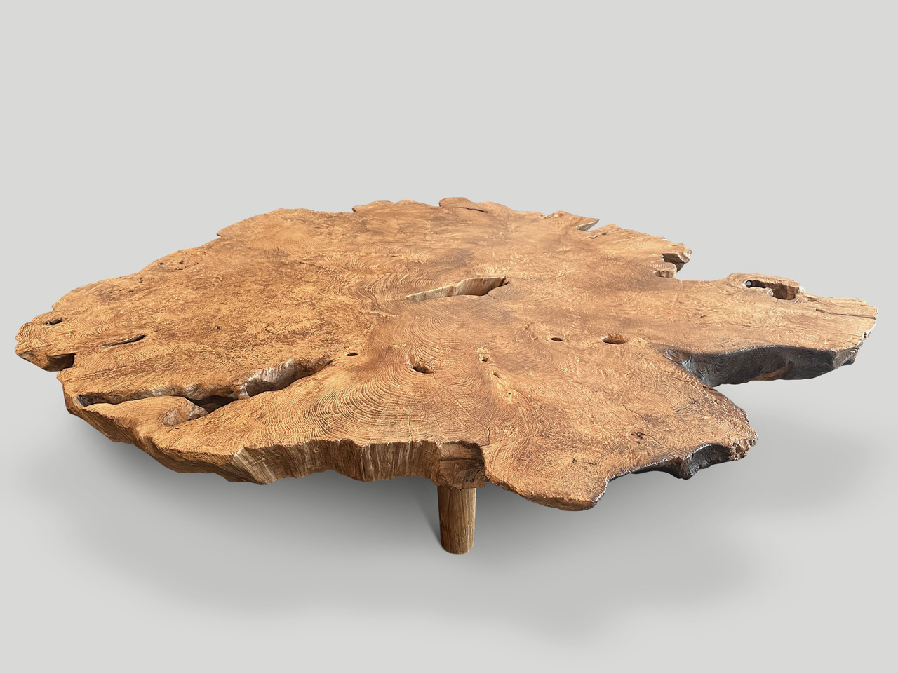 BURL TEAK COFFEE TABLE