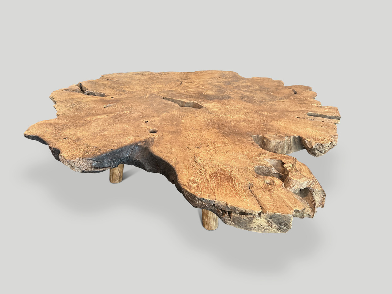 BURL TEAK COFFEE TABLE