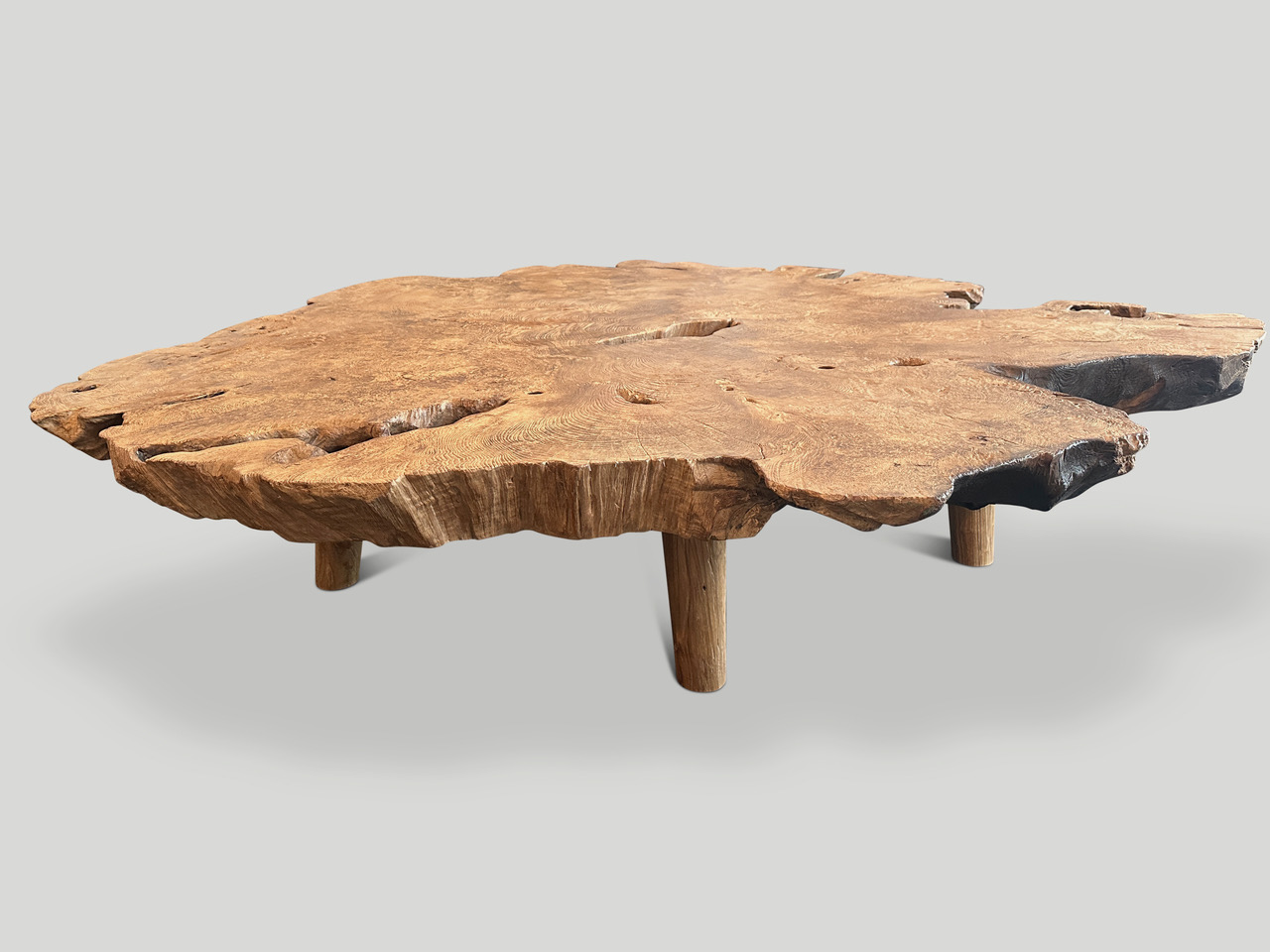 BURL TEAK COFFEE TABLE