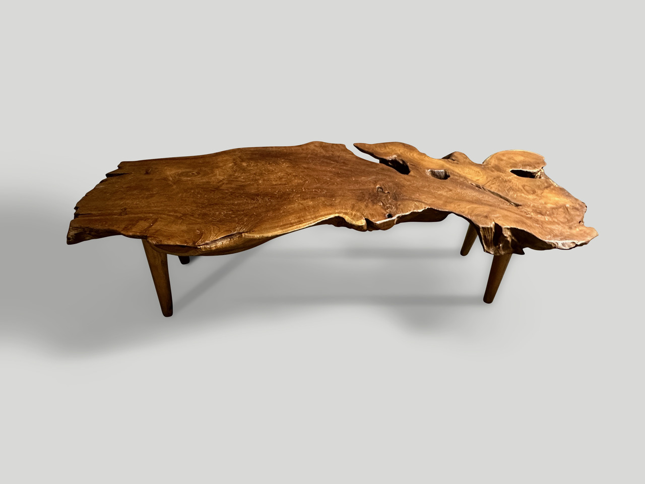 mid century style live edge coffee table