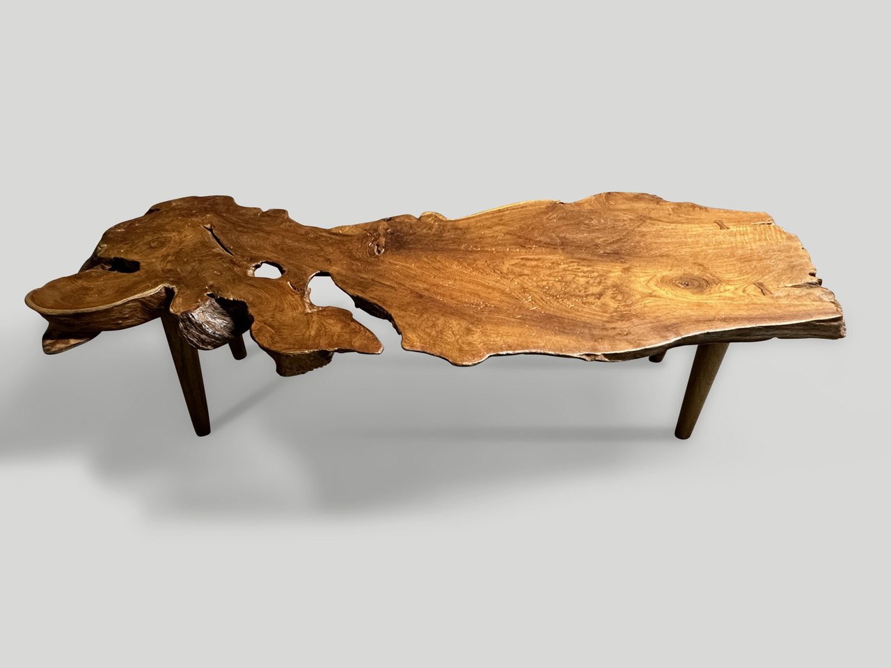 mid century style live edge coffee table