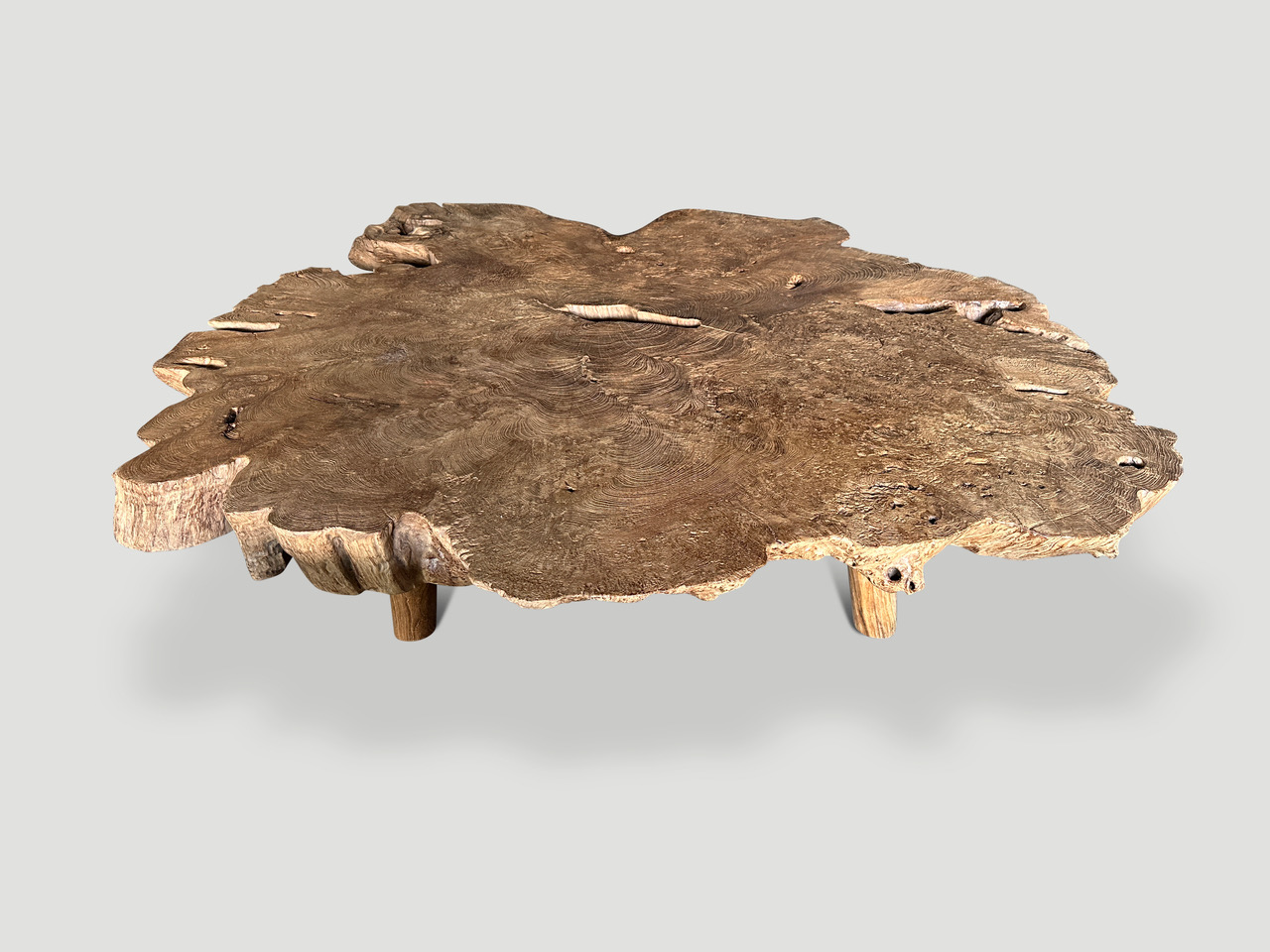 BURL TEAK COFFEE TABLE