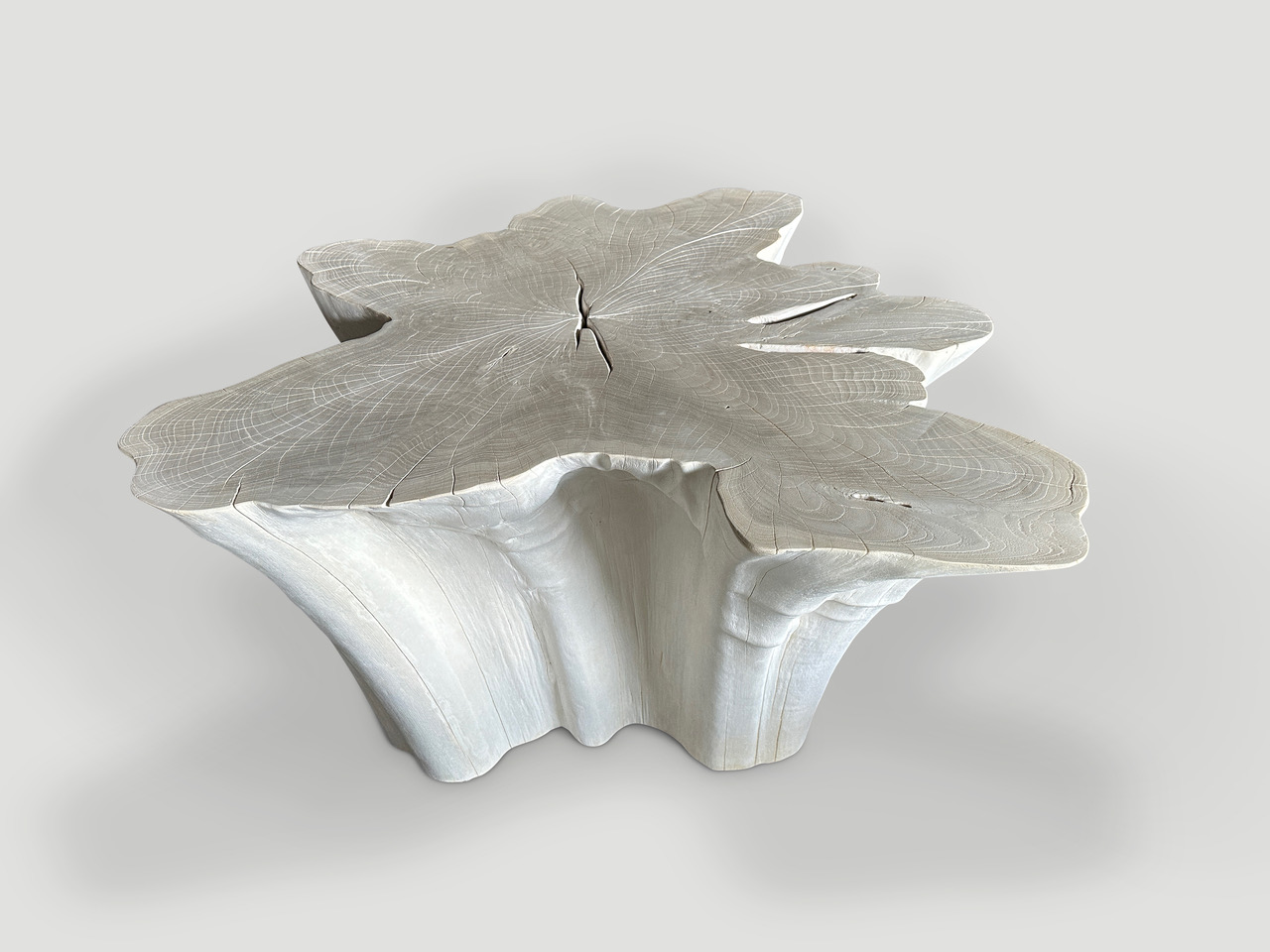 amorphous bleached teak wood coffee table