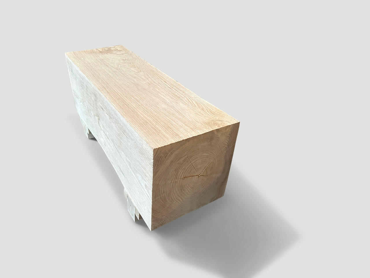 teak wood log bench