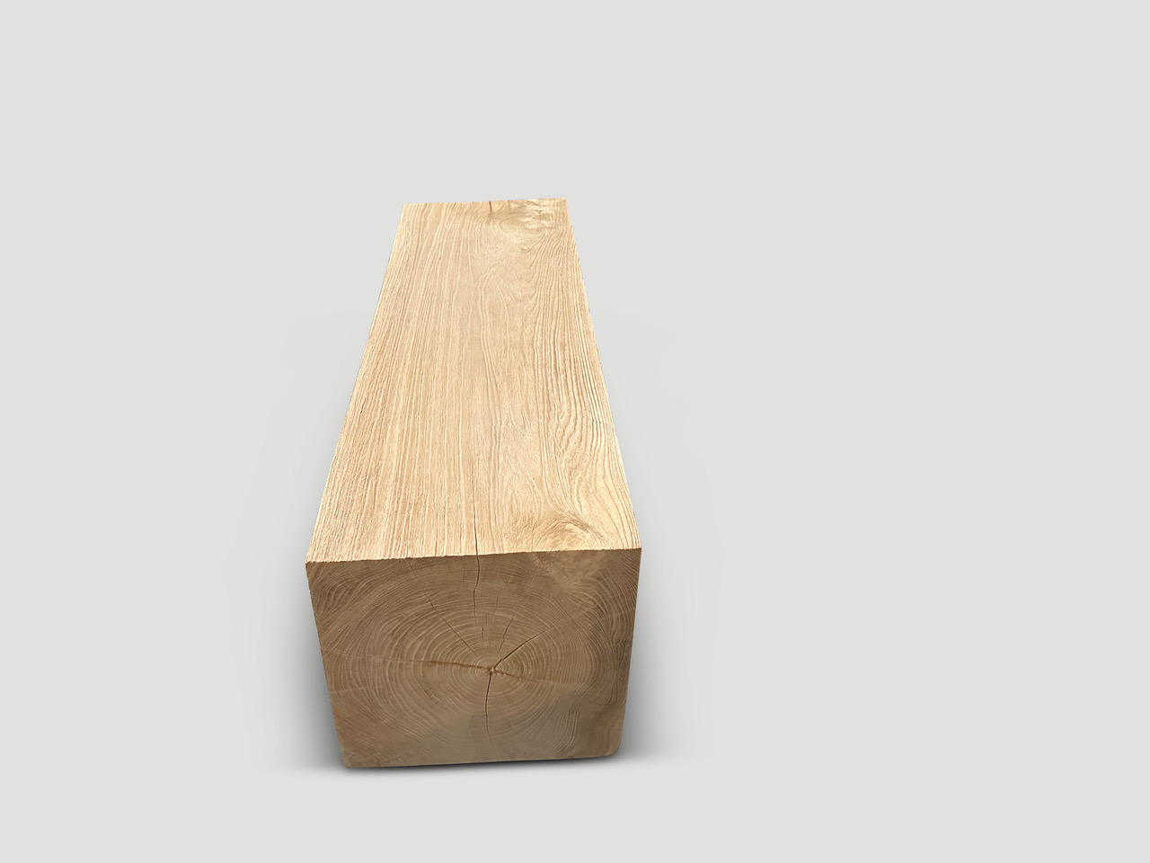 teak wood log bench