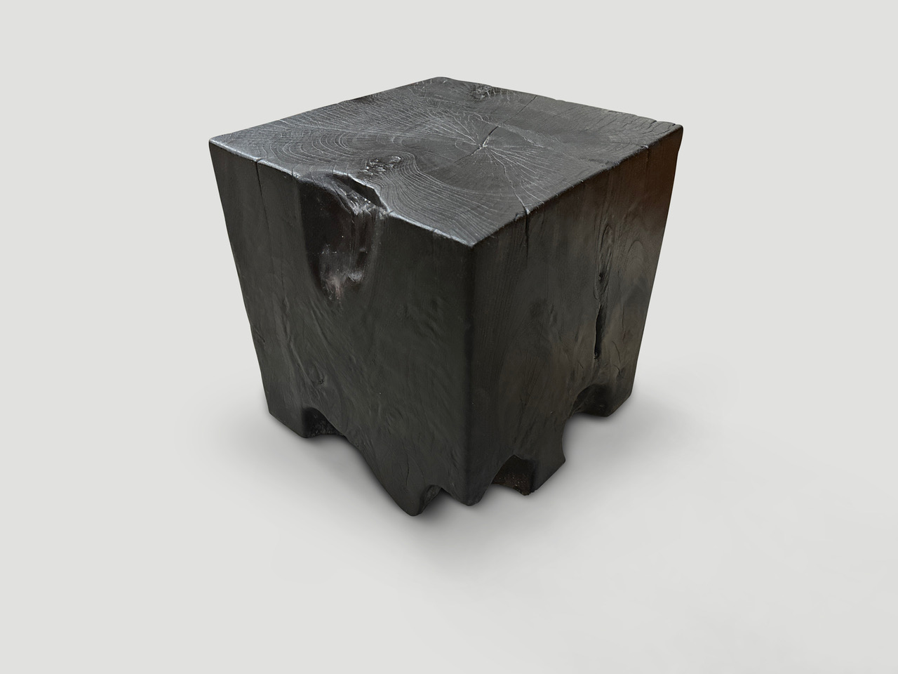 burnt wood side table