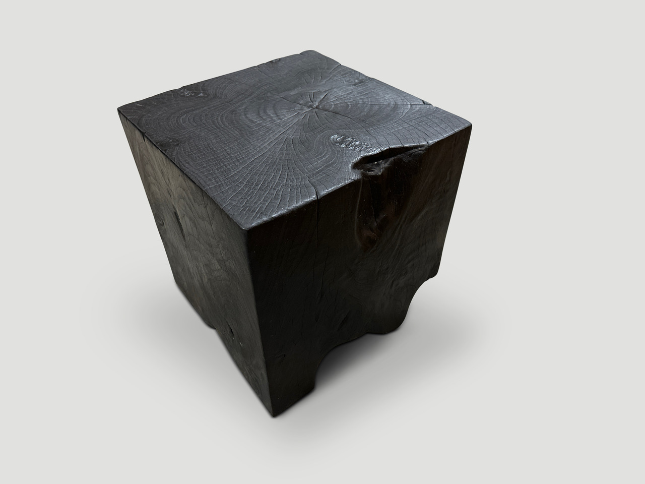 burnt wood side table