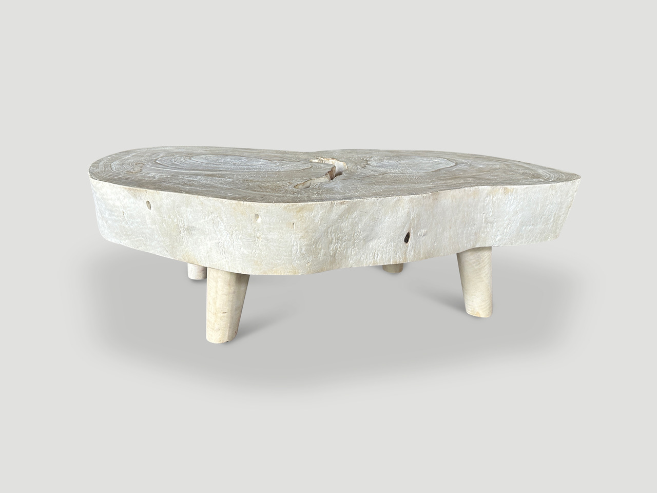 amorphous mid century style bleached teak wood coffee table